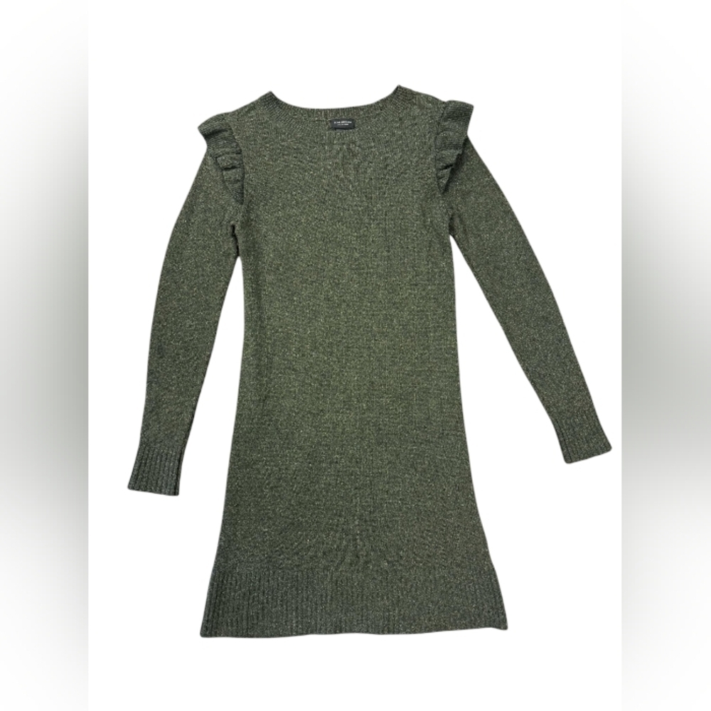 Club Monaco Dress EUC Long Sleeve Knit Silk/Wool Green Midi Size Medium - Picture 6 of 12